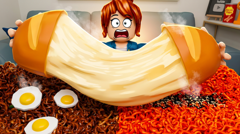 Stream A Cheese Pull promotional set with a giant cheese pull over noodles